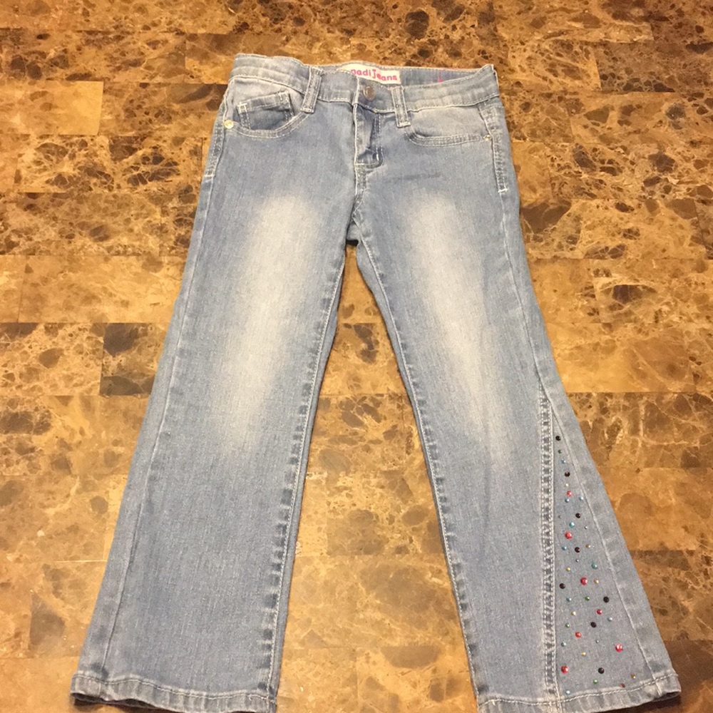 Girls jeans size 6 with colorful diamond accents